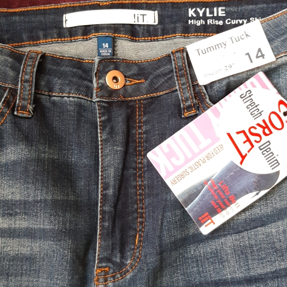 High Rise Blue Distressed Jeans - Picture 3 of 6